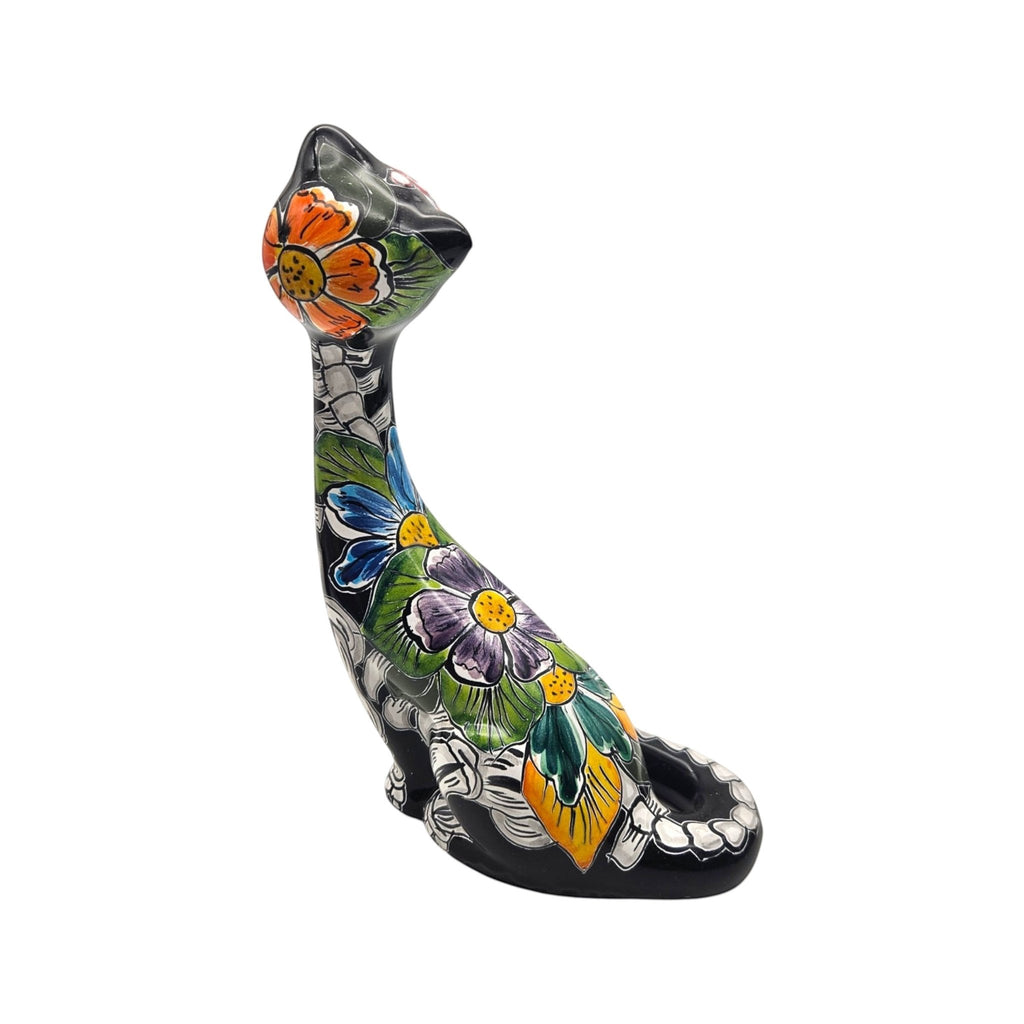 Talavera Tall Cat Figurine | Hand-Painted Day of the Dead Art Talavera Statue La Vie Bien Talavera Tall Cat Figurine | Hand-Painted Day of the Dead Art