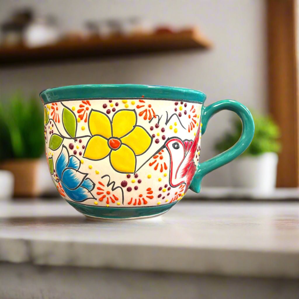 Talavera Tea Cup Planter | Hand - Painted Mexican Ceramic Pot Talavera Planter La Vie Bien Talavera Tea Cup Planter | Hand - Painted Mexican Ceramic Pot