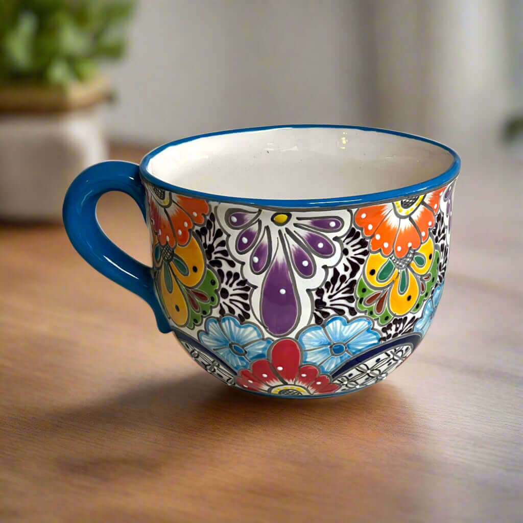 Talavera Tea Cup Planter | Hand - Painted Mexican Ceramic Pot Talavera Planter La Vie Bien Talavera Tea Cup Planter | Hand - Painted Mexican Ceramic Pot