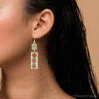 Talavera Tile and Blue Turquoise Golden Dangle Earrings by Barse Jewelry