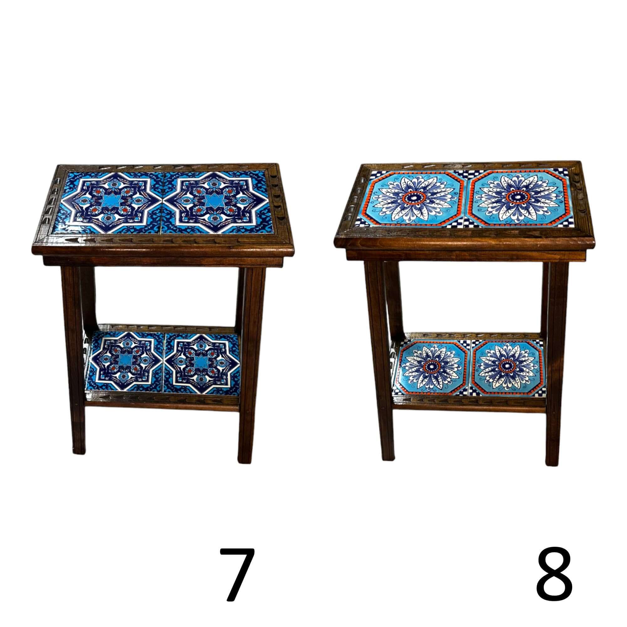 Talavera Tile End Table | Handmade Mexican Wood Accent Furniture Mexican End Table La Vie Bien Talavera Tile End Table | Handmade Mexican Wood Accent Furniture