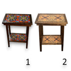 Talavera Tile End Table | Handmade Mexican Wood Accent Furniture Mexican End Table La Vie Bien Talavera Tile End Table | Handmade Mexican Wood Accent Furniture