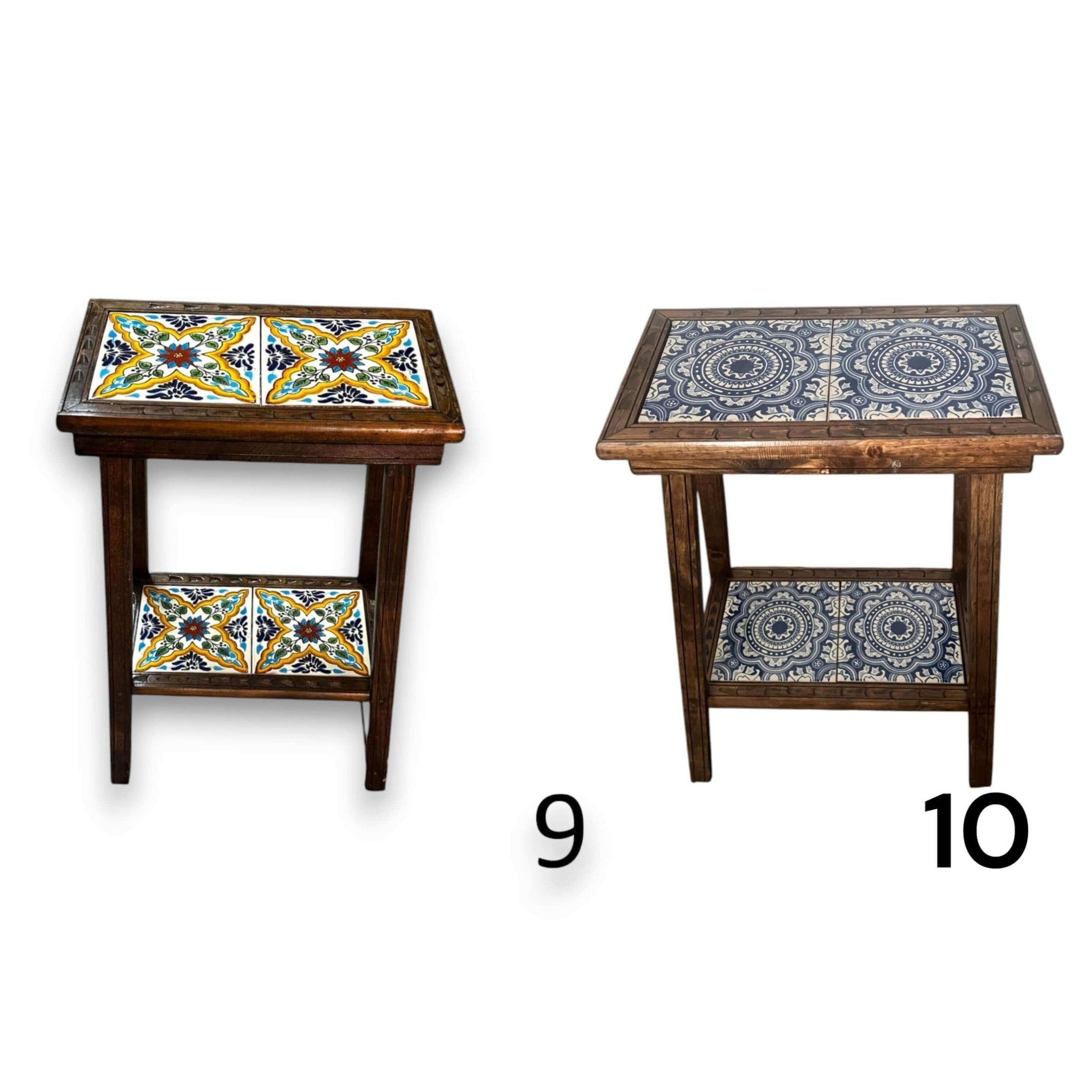 Talavera Tile End Table | Handmade Mexican Wood Accent Furniture Mexican End Table La Vie Bien Talavera Tile End Table | Handmade Mexican Wood Accent Furniture