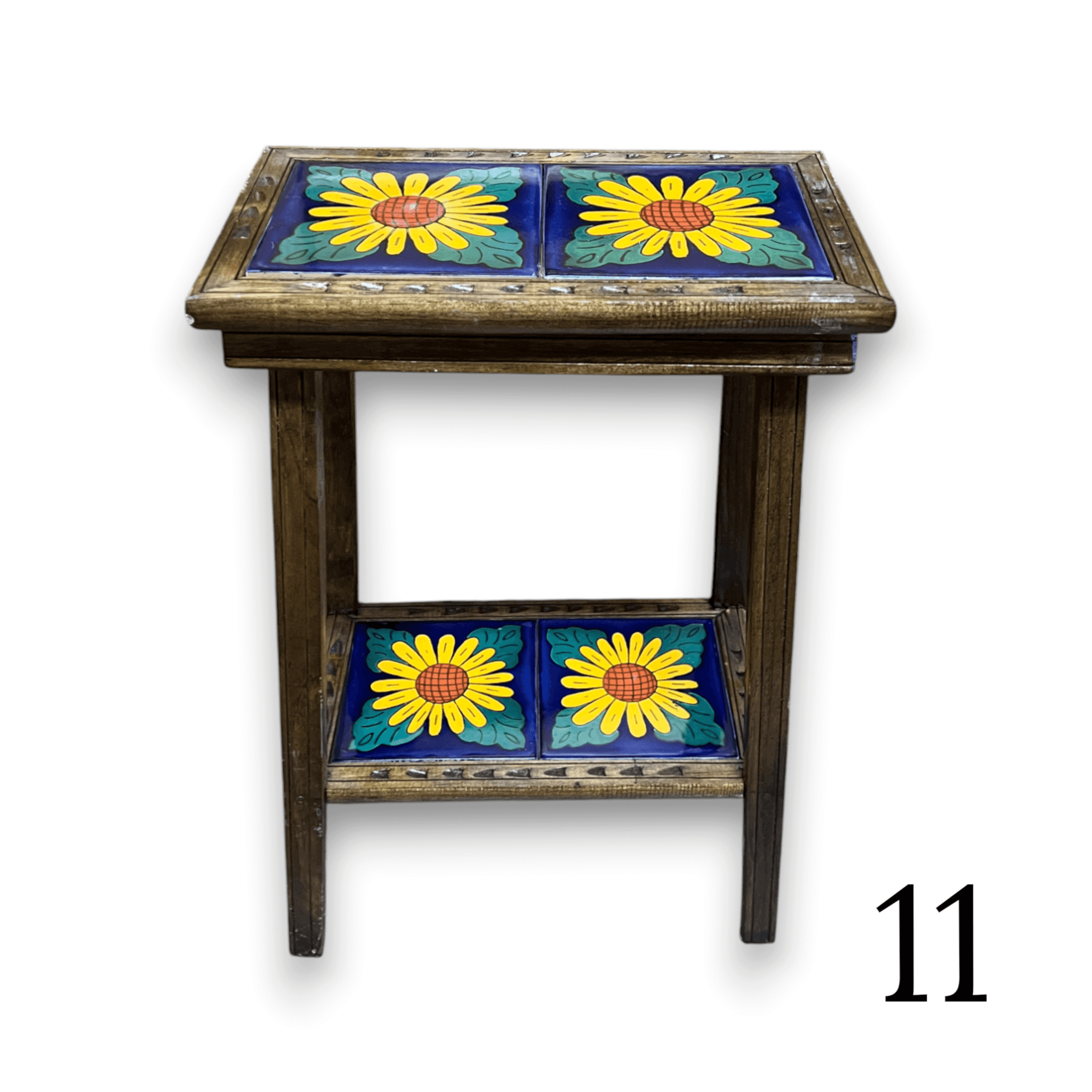 Talavera Tile End Table | Handmade Mexican Wood Accent Furniture Mexican End Table La Vie Bien Talavera Tile End Table | Handmade Mexican Wood Accent Furniture