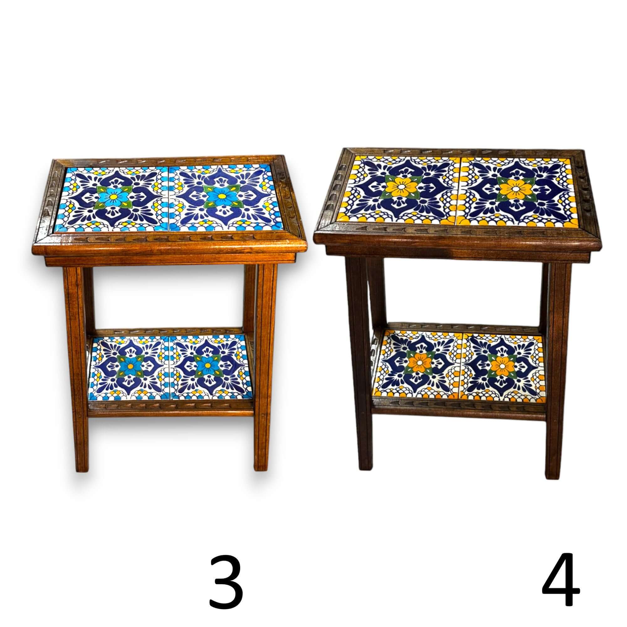 Talavera Tile End Table | Handmade Mexican Wood Accent Furniture Mexican End Table La Vie Bien Talavera Tile End Table | Handmade Mexican Wood Accent Furniture