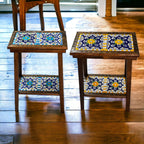 Talavera Tile End Table | Handmade Mexican Wood Accent Furniture Mexican End Table La Vie Bien Talavera Tile End Table | Handmade Mexican Wood Accent Furniture