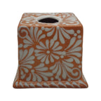 Talavera Tissue Box | Brown & White Floral Design Talavera Tissue Box La Vie Bien Talavera Tissue Box | Brown & White Floral Design