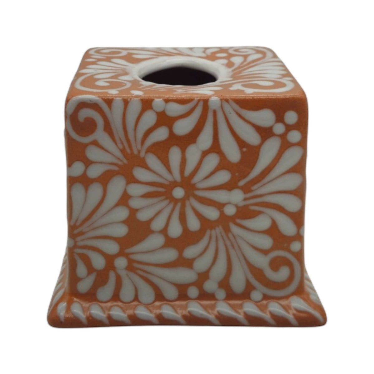 Talavera Tissue Box | Brown & White Floral Design Talavera Tissue Box La Vie Bien Talavera Tissue Box | Brown & White Floral Design