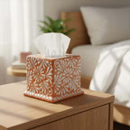 Talavera Tissue Box | Brown & White Floral Design Talavera Tissue Box La Vie Bien Talavera Tissue Box | Brown & White Floral Design