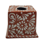 Talavera Tissue Box | Brown & White Floral Design Talavera Tissue Box La Vie Bien Talavera Tissue Box | Brown & White Floral Design