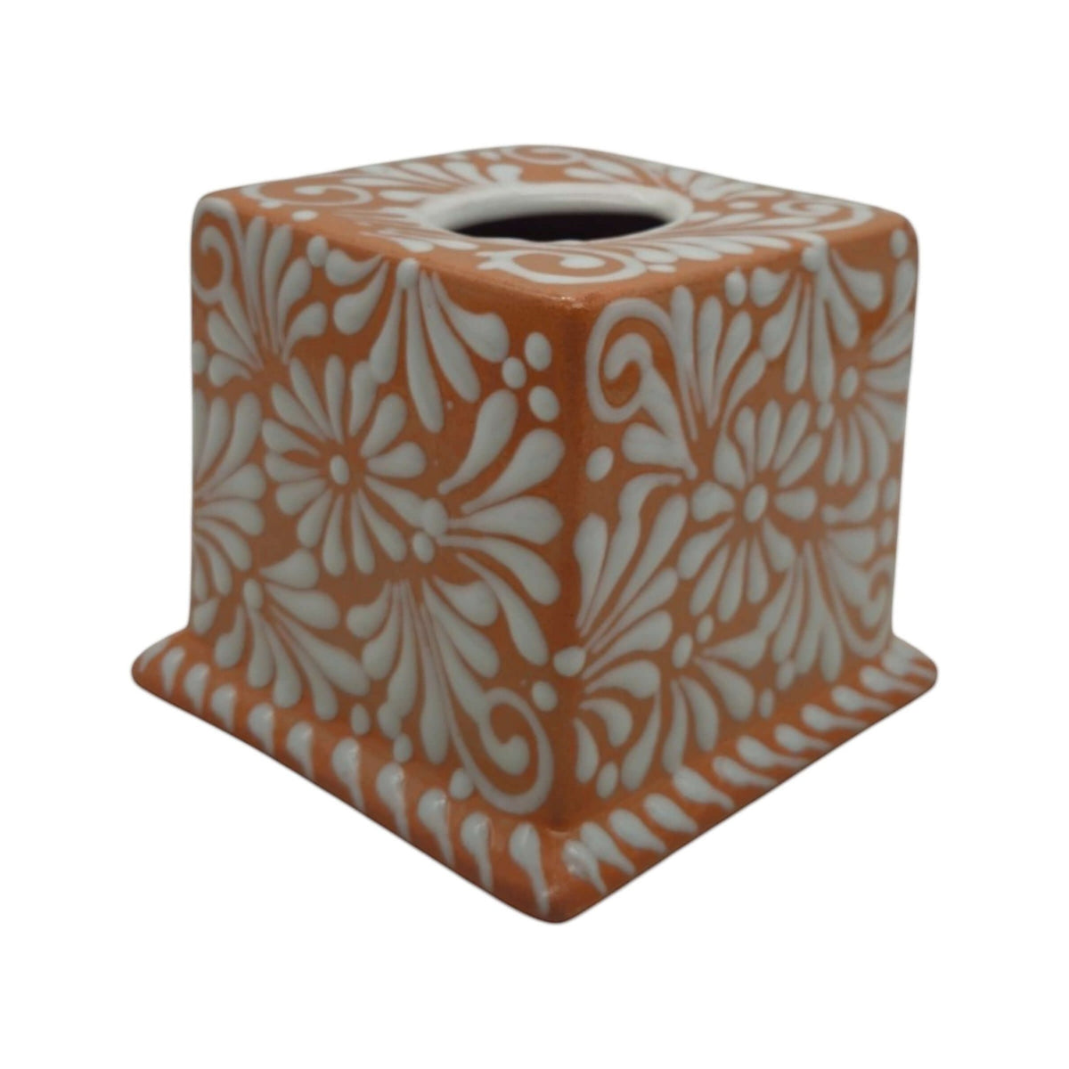 Talavera Tissue Box | Brown & White Floral Design Talavera Tissue Box La Vie Bien Talavera Tissue Box | Brown & White Floral Design
