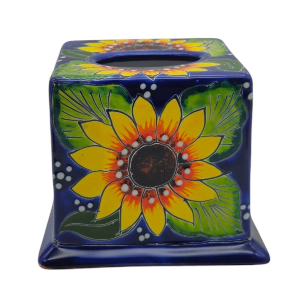 Talavera Tissue Box Cover | Sunflower Design Talavera Tissue Box La Vie Bien Talavera Tissue Box Cover | Sunflower Design