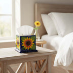 Talavera Tissue Box Cover | Sunflower Design Talavera Tissue Box La Vie Bien Talavera Tissue Box Cover | Sunflower Design