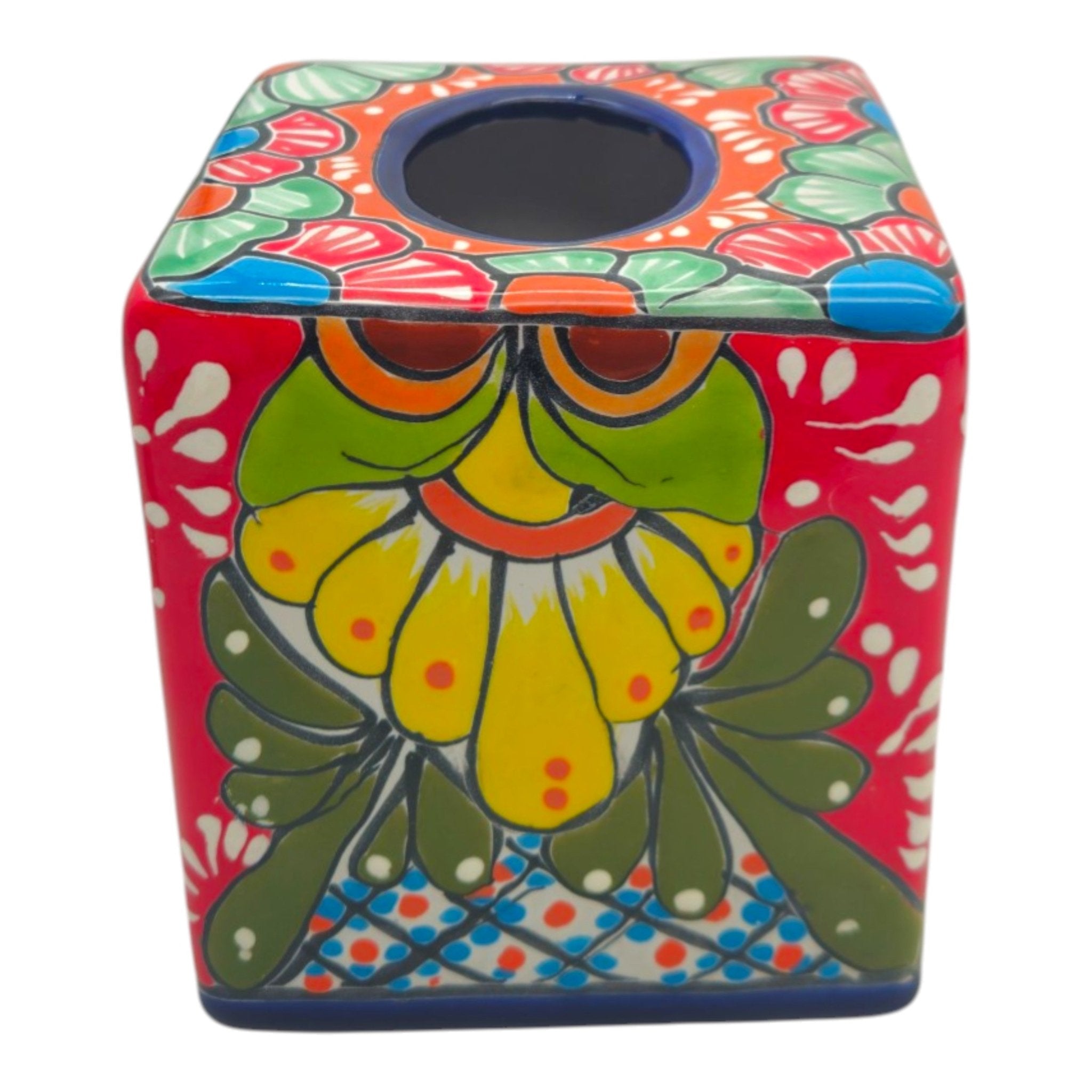Talavera Tissue Holder | Multicolor Hand-Painted Accent Talavera Tissue Box La Vie Bien Talavera Tissue Holder | Multicolor Hand-Painted Accent