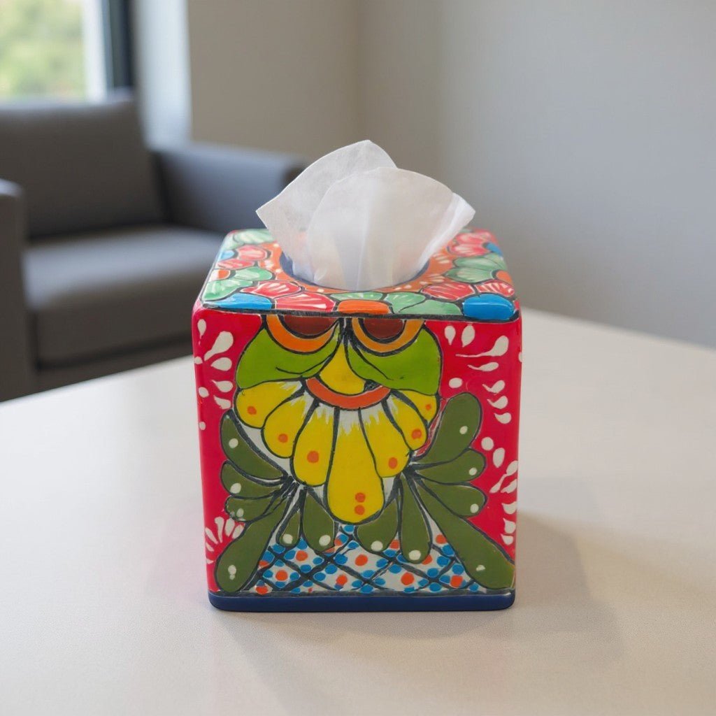 Talavera Tissue Holder | Multicolor Hand-Painted Accent Talavera Tissue Box La Vie Bien Talavera Tissue Holder | Multicolor Hand-Painted Accent