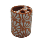 Talavera Toothbrush Holder | Brown & White Floral Talavera Toothbrush Holder La Vie Bien Talavera Toothbrush Holder | Brown & White Floral