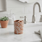 Talavera Toothbrush Holder | Brown & White Floral Talavera Toothbrush Holder La Vie Bien Talavera Toothbrush Holder | Brown & White Floral