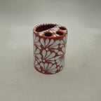 Talavera Toothbrush Holder | Brown & White Floral