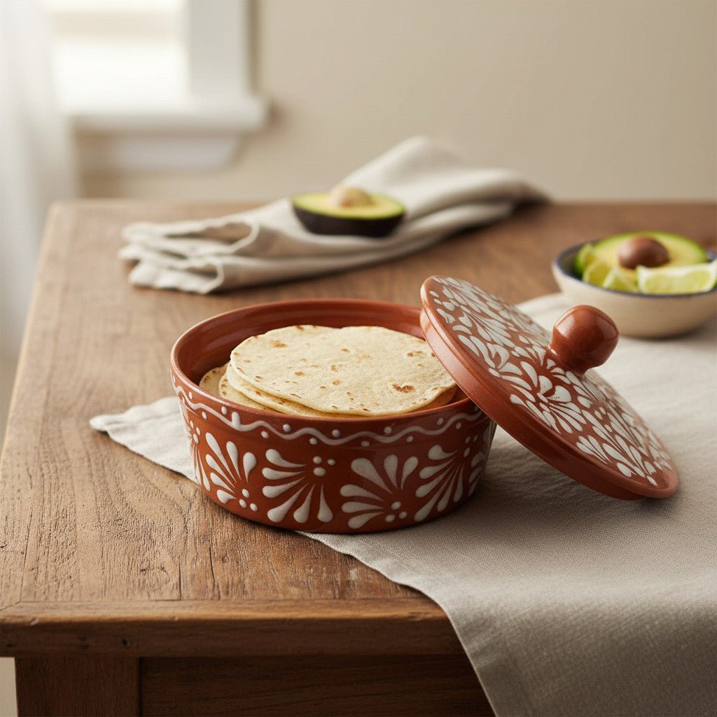 Talavera Tortilla Warmer | Glazed Terracotta Kitchenware Talavera Tortilla Warmer La Vie Bien Talavera Tortilla Warmer | Glazed Terracotta Kitchenware