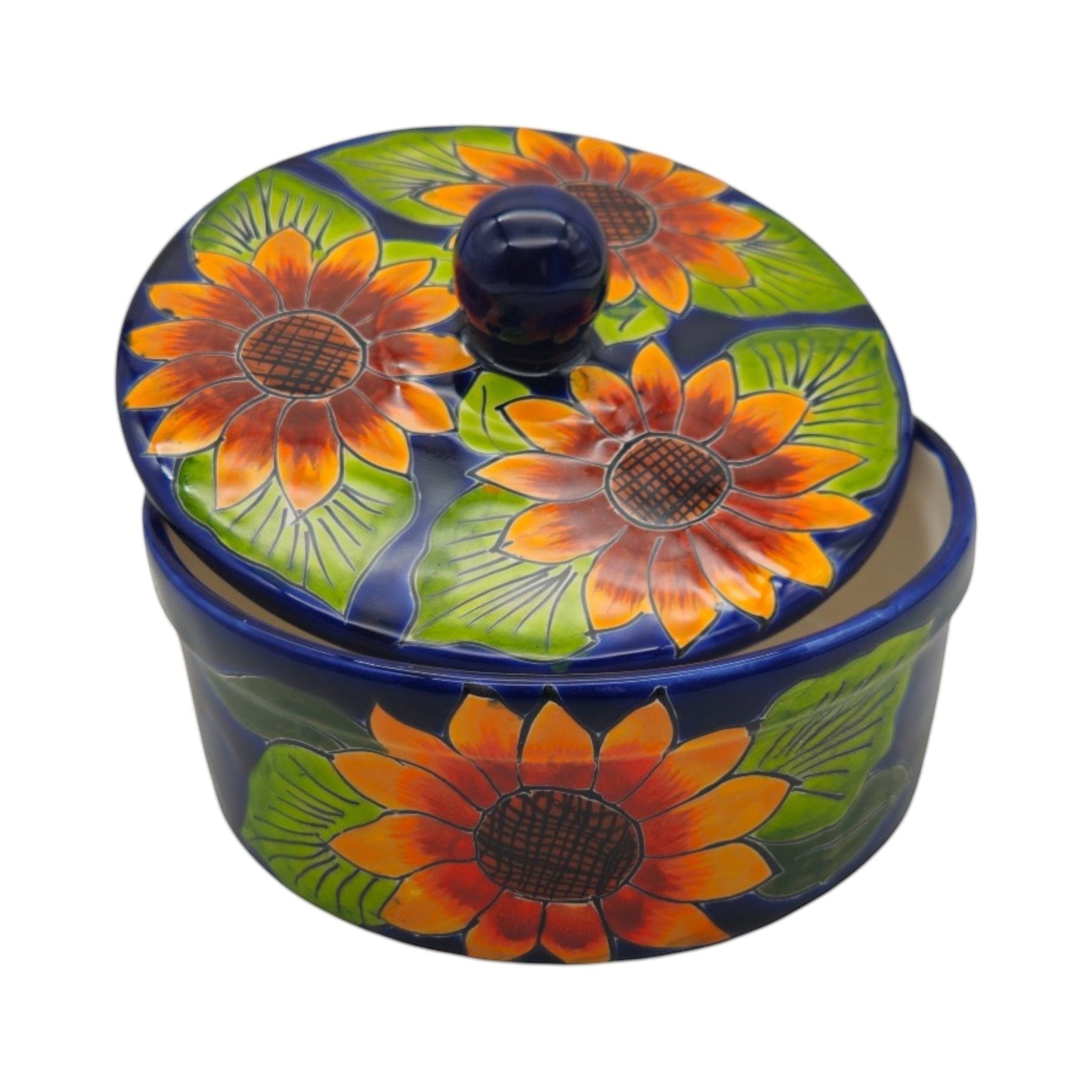 Talavera Tortilla Warmer | Handmade Sunflower Mexican Pottery Talavera Tortilla Warmer La Vie Bien Talavera Tortilla Warmer | Handmade Sunflower Mexican Pottery