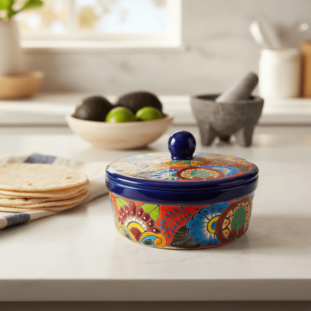 Talavera Tortilla Warmer | Hand-Painted Mexican Ceramic Dish