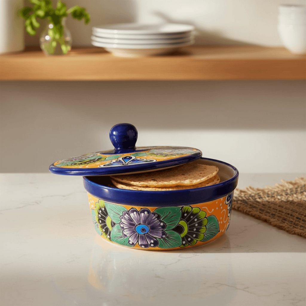 Talavera Tortilla Warmer | Hand-Painted Mexican Ceramic Dish