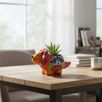 Talavera Triceratops Planter | Colorful Mexican Succulent Pot Talavera Planter La Vie Bien Talavera Triceratops Planter | Colorful Mexican Succulent Pot