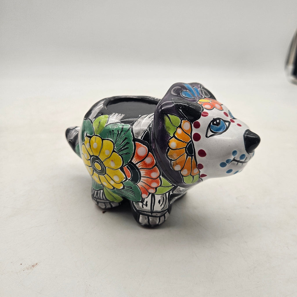 Talavera Triceratops Planter | Day of the Dead Dinosaur