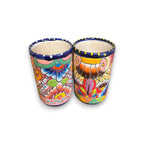Talavera Tumbler Cup | Hand - Painted Mexican Ceramic Glass Talavera Tumbler La Vie Bien Talavera Tumbler Cup | Hand - Painted Mexican Ceramic Glass