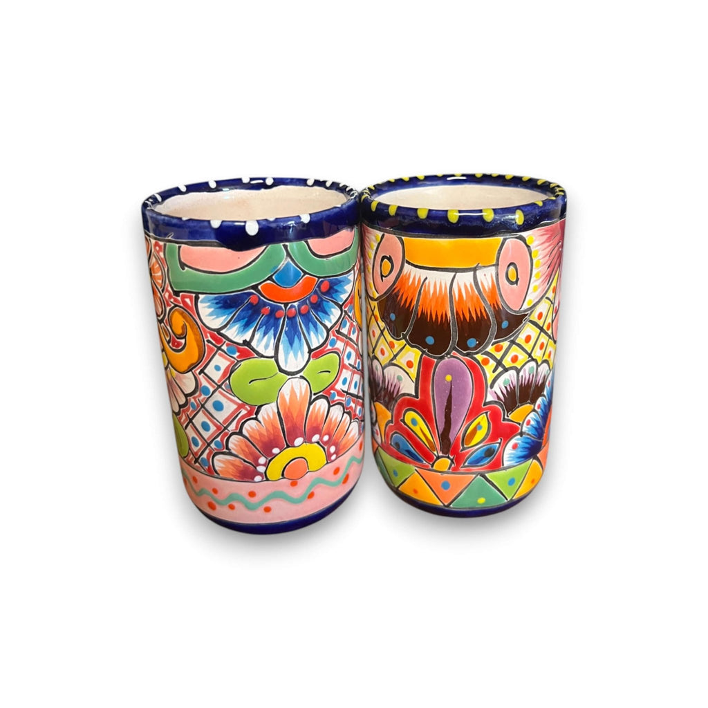 Talavera Tumbler Cup | Hand - Painted Mexican Ceramic Glass Talavera Tumbler La Vie Bien Talavera Tumbler Cup | Hand - Painted Mexican Ceramic Glass