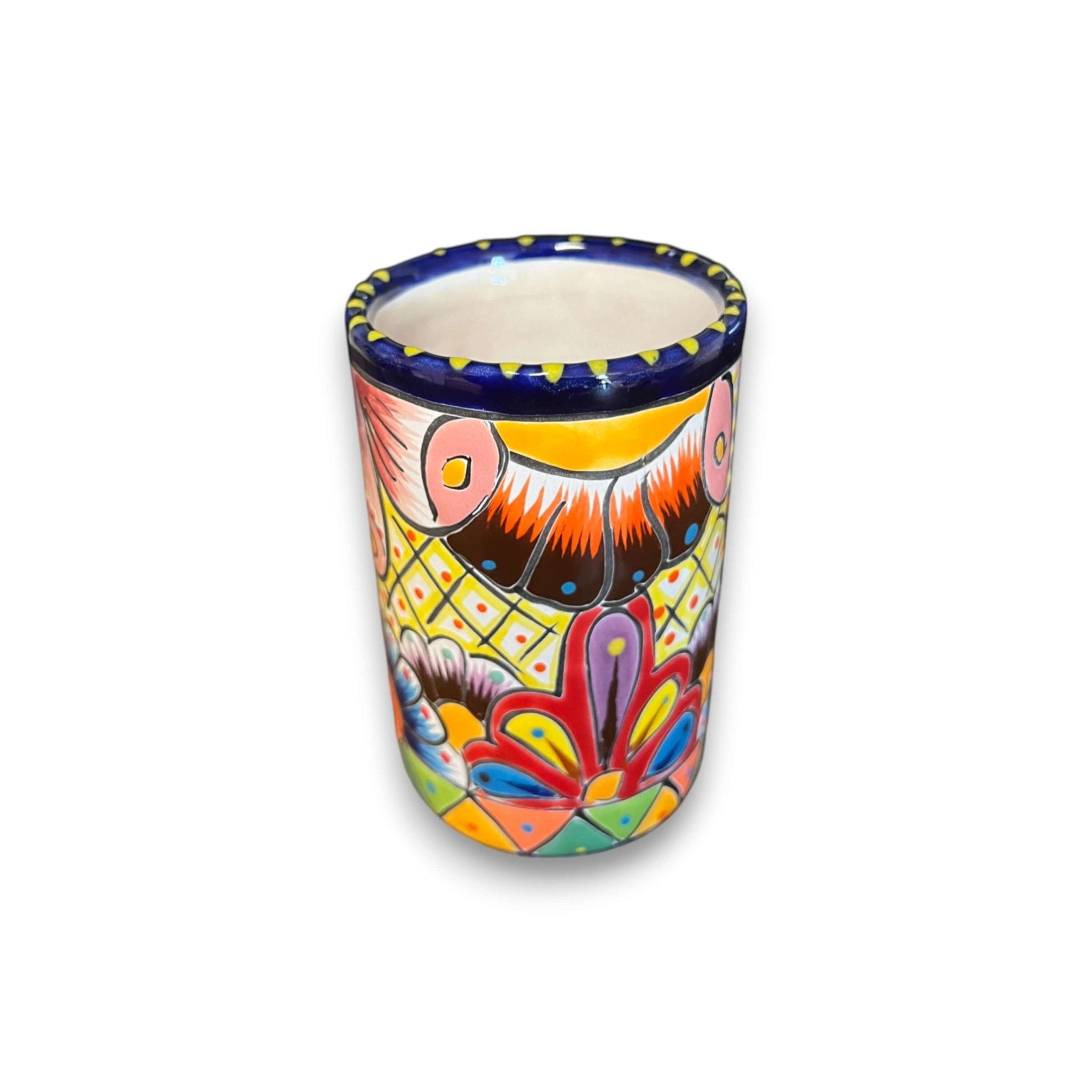 Talavera Tumbler Cup | Hand - Painted Mexican Ceramic Glass Talavera Tumbler La Vie Bien Talavera Tumbler Cup | Hand - Painted Mexican Ceramic Glass