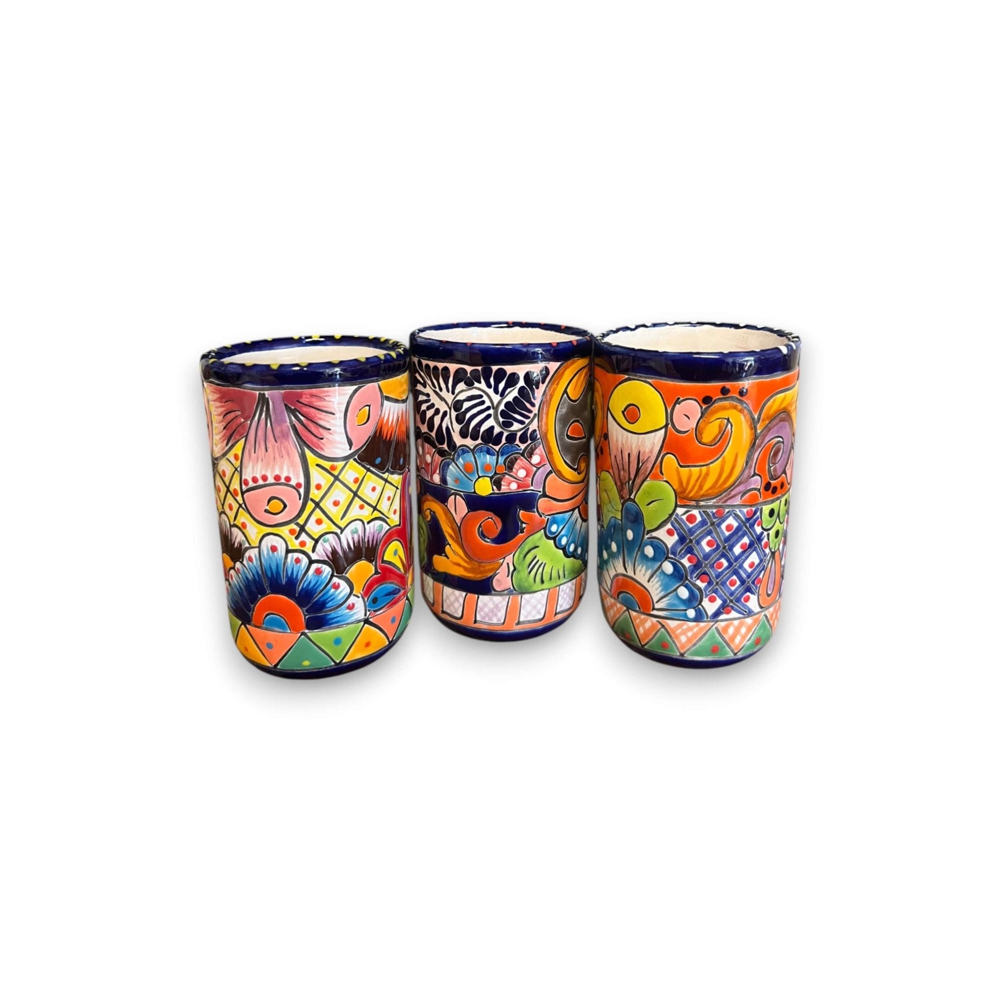 Talavera Tumbler Cup | Hand-Painted Mexican Ceramic Glass Talavera Tumbler La Vie Bien Talavera Tumbler Cup | Hand-Painted Mexican Ceramic Glass