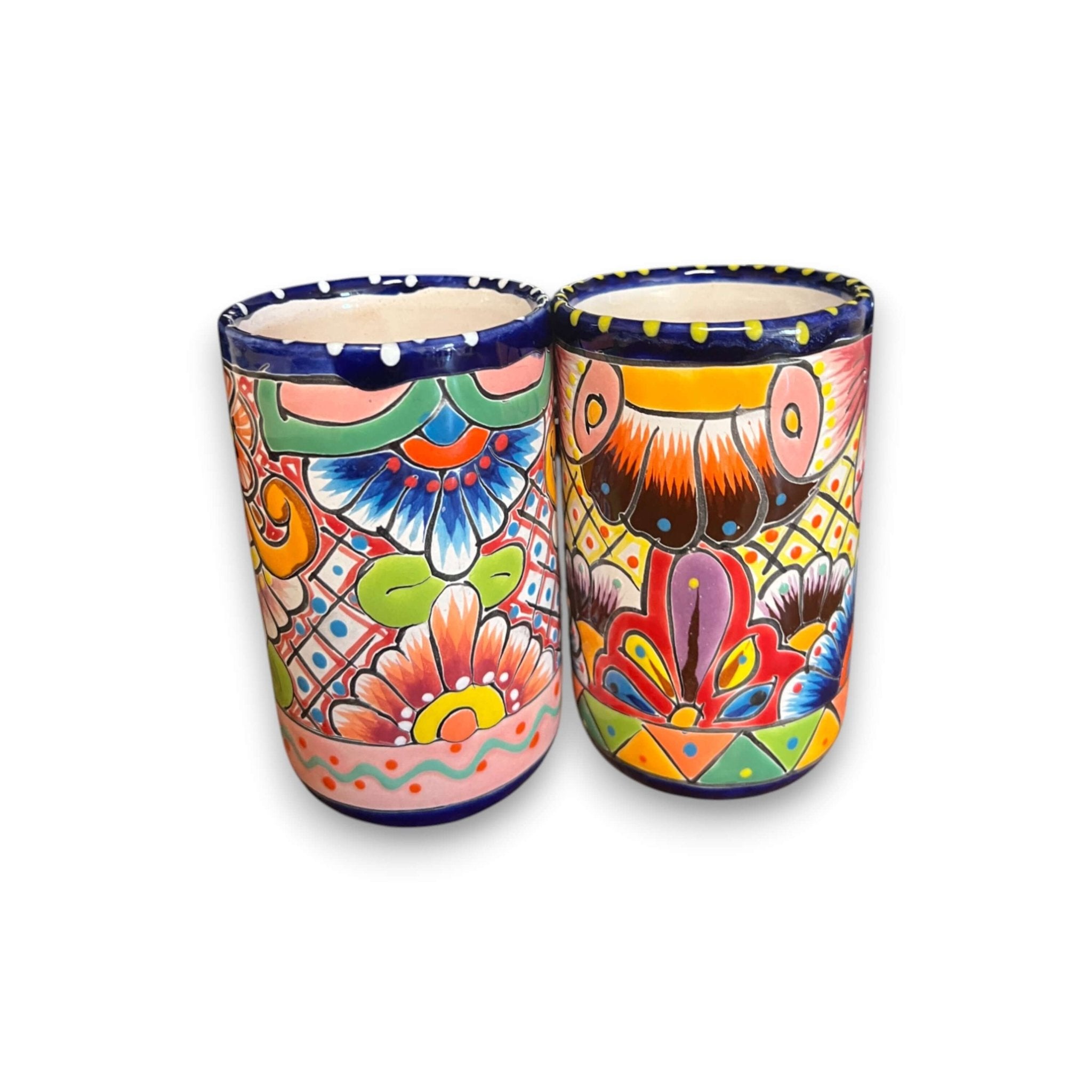 Talavera Tumbler Cup | Hand-Painted Mexican Ceramic Glass Talavera Tumbler La Vie Bien Talavera Tumbler Cup | Hand-Painted Mexican Ceramic Glass