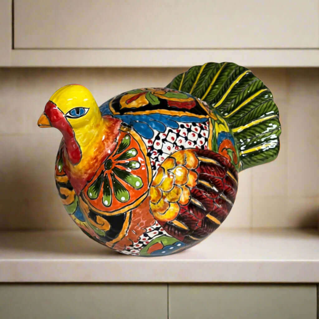 Talavera Turkey Statue | Hand - Painted Mexican Folk Art Talavera Statue La Vie Bien Talavera Turkey Statue | Hand - Painted Mexican Folk Art
