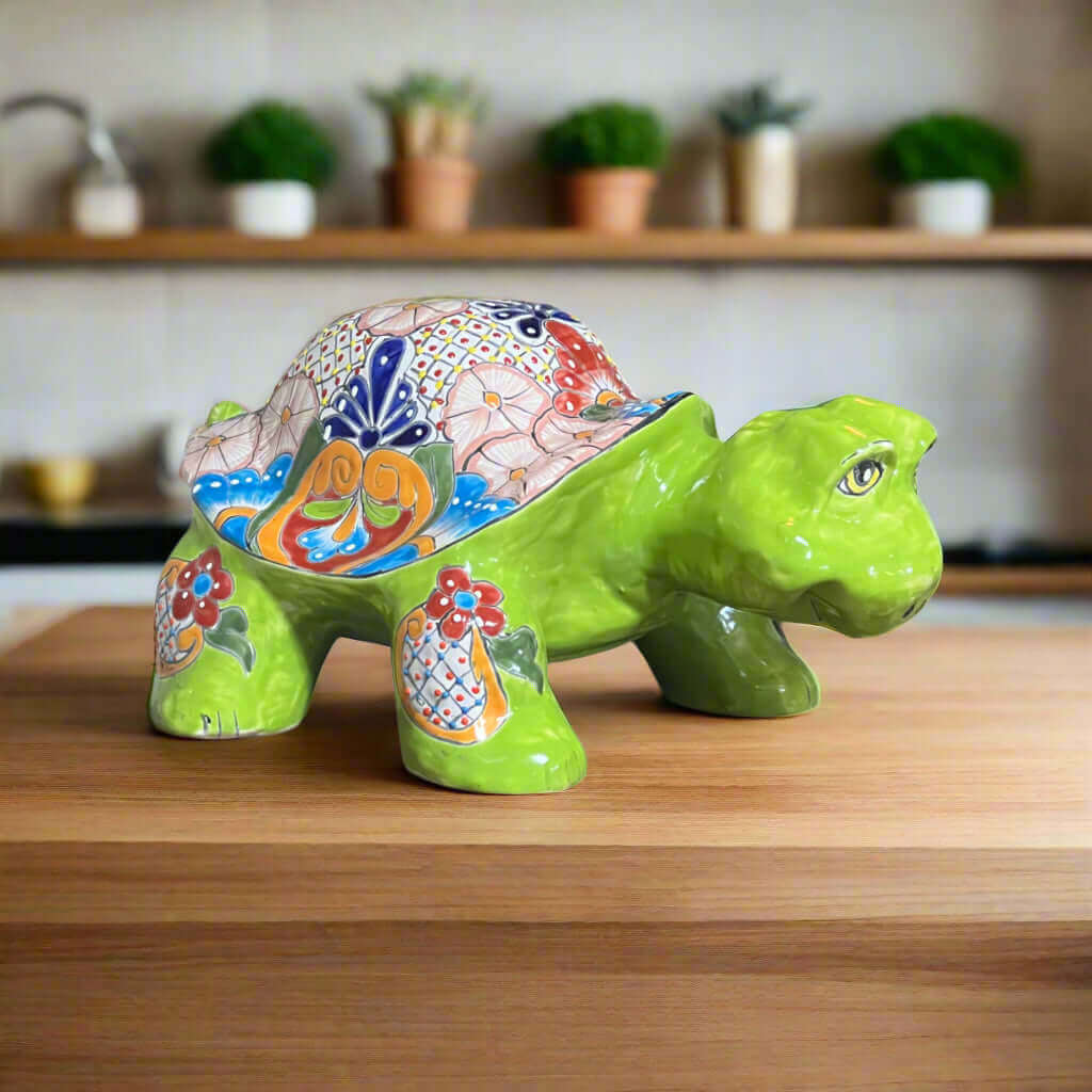 Talavera Turtle Statue | Hand - Painted Mexican Ceramic Tortoise Talavera Statue La Vie Bien Talavera Turtle Statue | Hand - Painted Mexican Ceramic Tortoise