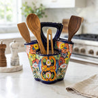 Talavera Utensil Holder | Hand-Painted Mexican Kitchen Organizer Talavera Utensil Holder La Vie Bien Talavera Utensil Holder | Hand-Painted Mexican Kitchen Organizer