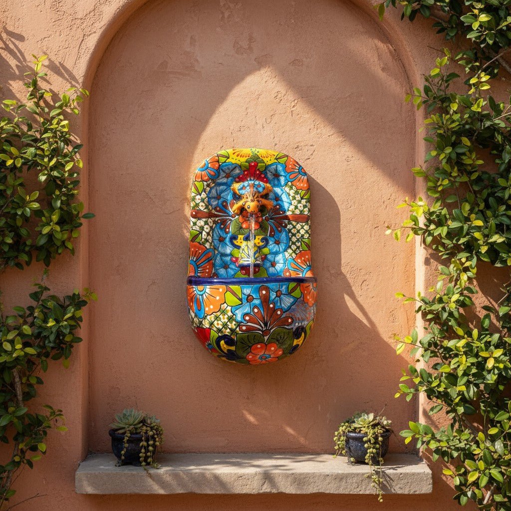 Talavera Wall Fountain | Handcrafted Mexican Ceramic Water Feature Talavera Fountain La Vie Bien Talavera Wall Fountain | Handcrafted Mexican Ceramic Water Feature