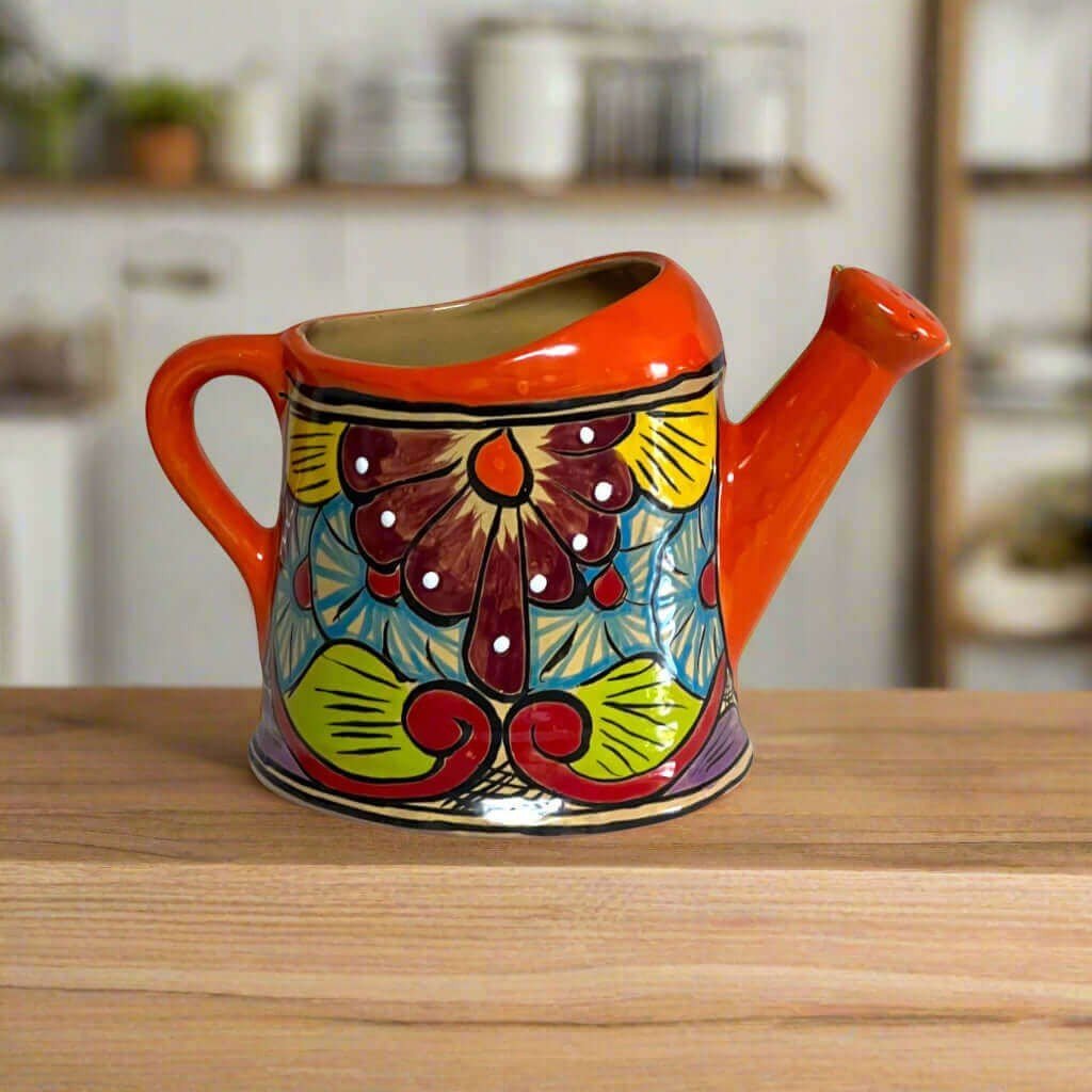 Talavera Watering Can Planter | Hand - Painted Mexican Pottery Talavera Planter La Vie Bien Talavera Watering Can Planter | Hand - Painted Mexican Pottery
