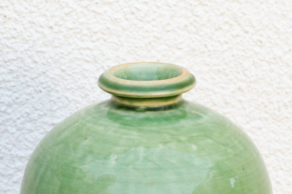 Tall Glazed Floral Engraved Vase
