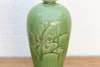 Tall Glazed Floral Engraved Vase