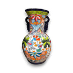 Tall Talavera Vase | Blue Rim Mexican Pottery