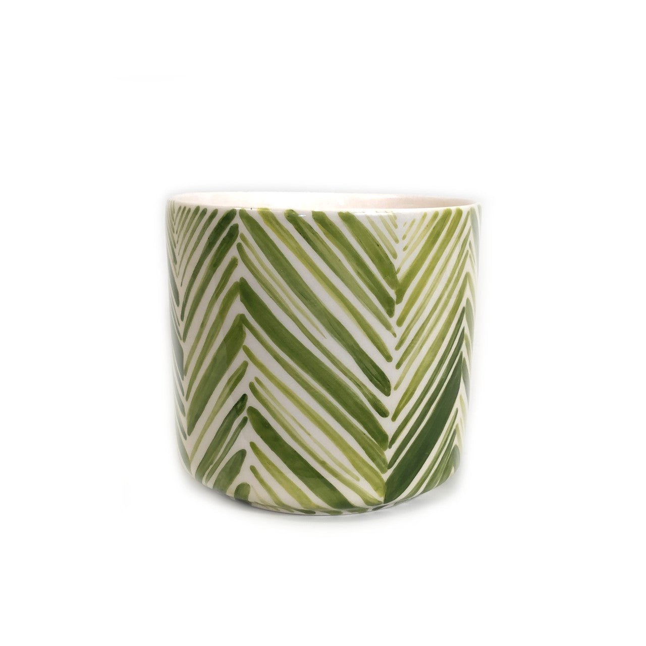 Tall Serving Bowl - Green Palm Leaves La Vie Bien Tall Serving Bowl - Green Palm Leaves