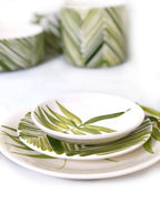 Tall Serving Bowl - Green Palm Leaves La Vie Bien Tall Serving Bowl - Green Palm Leaves