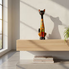 Tall Talavera Cat Statue | Floral Terracotta Design Talavera Statue La Vie Bien Tall Talavera Cat Statue | Floral Terracotta Design