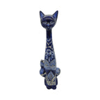 Tall Talavera Cat Statue | Handmade Blue & White Ceramic Figurine Talavera Statue La Vie Bien Tall Talavera Cat Statue | Handmade Blue & White Ceramic Figurine