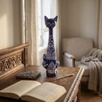 Tall Talavera Cat Statue | Handmade Blue & White Ceramic Figurine Talavera Statue La Vie Bien Tall Talavera Cat Statue | Handmade Blue & White Ceramic Figurine