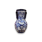 Tall Talavera Vase | Blue Rim Mexican Pottery Talavera Vase La Vie Bien Tall Talavera Vase | Blue Rim Mexican Pottery