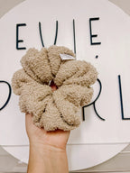 Tan Sherpa Oversized Scrunchy by Evie Pearl Handmade