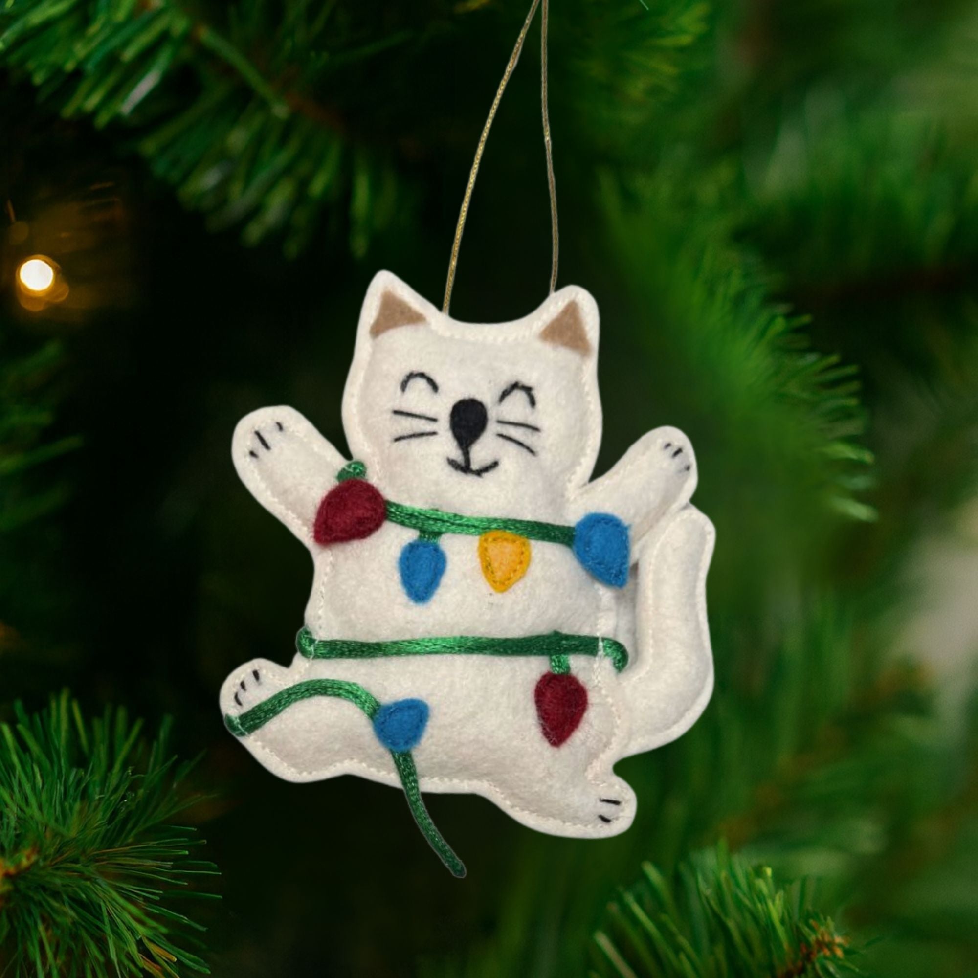 Tangled in Lights Cat Ornament Holiday La Vie Bien Tangled in Lights Cat Ornament