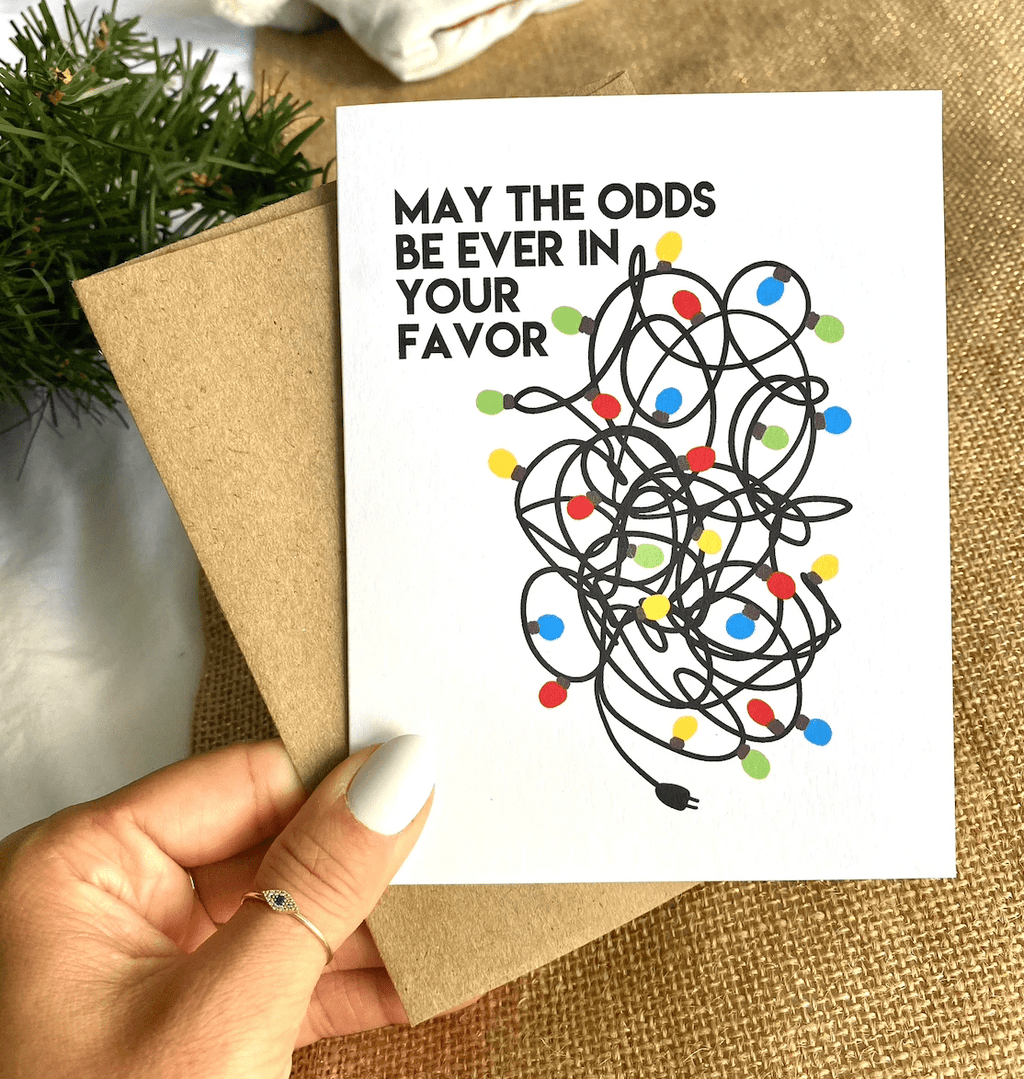 Tangled Lights May the Odds Be in Your Favor Christmas Card by Five Dot Post